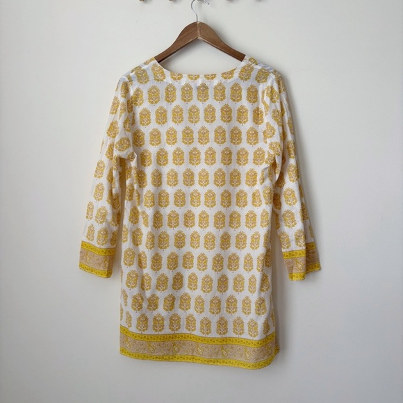 Calypso St. Barth Floral Block Print Tunic Top XS Yellow - Picture 3 of 7